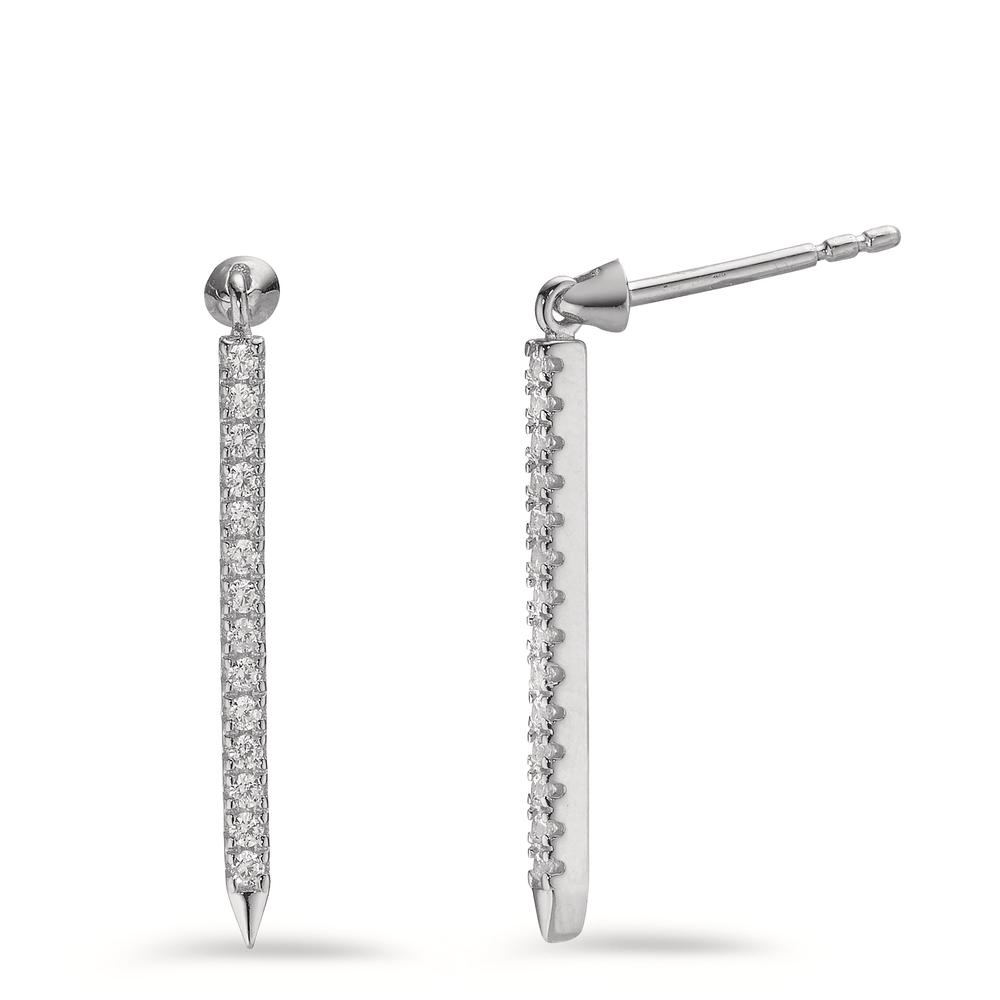 Pendant d'oreilles Argent Zircone 28 Pierres Rhodié-602876