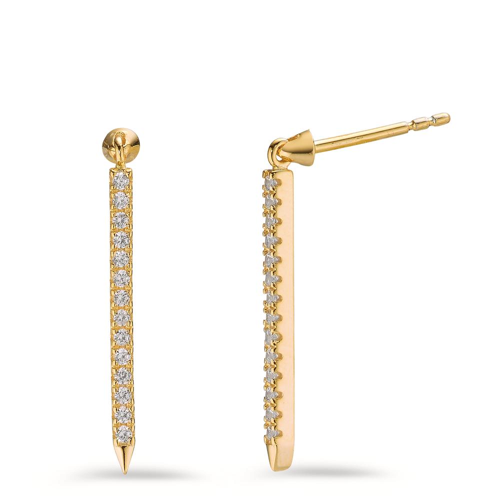 Pendant d'oreilles Argent Zircone 28 Pierres jaune Plaqué or-602878