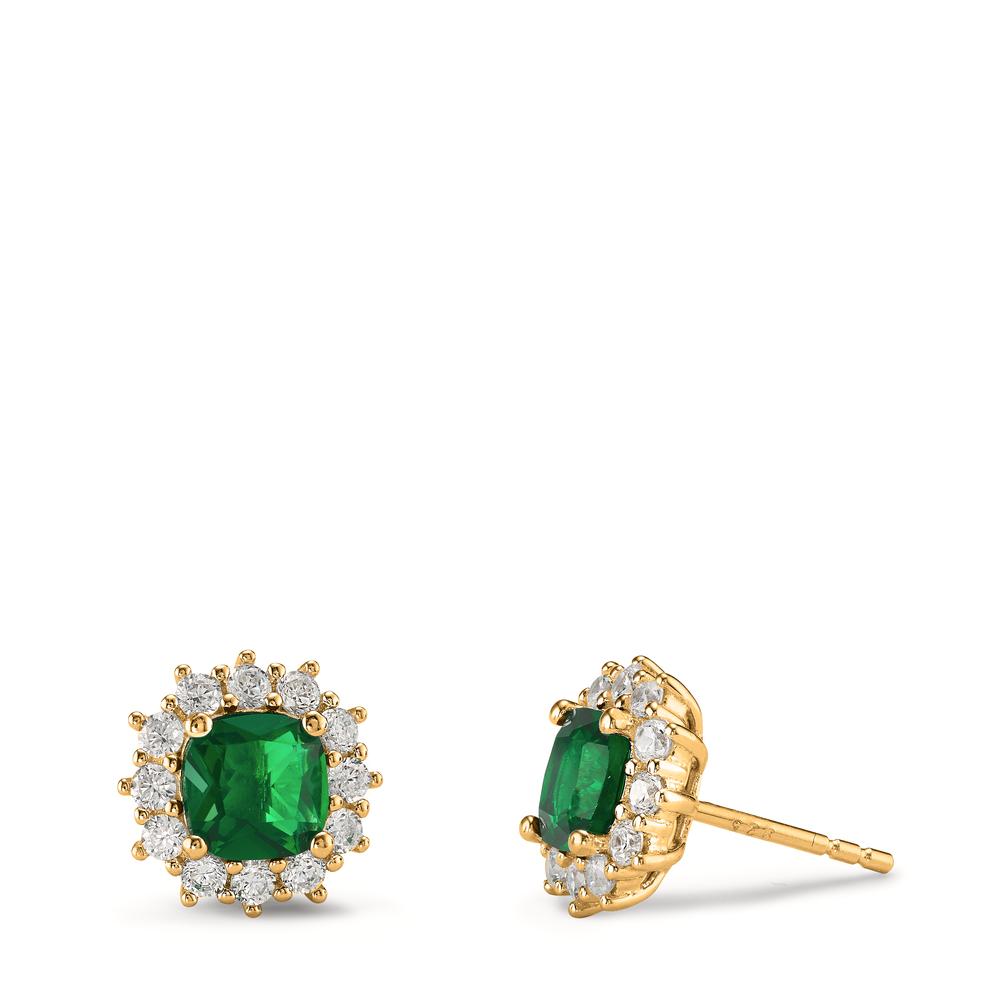 Clous d'oreilles Argent Zircone vert, 26 Pierres jaune Plaqué or Ø10.5 mm-602890