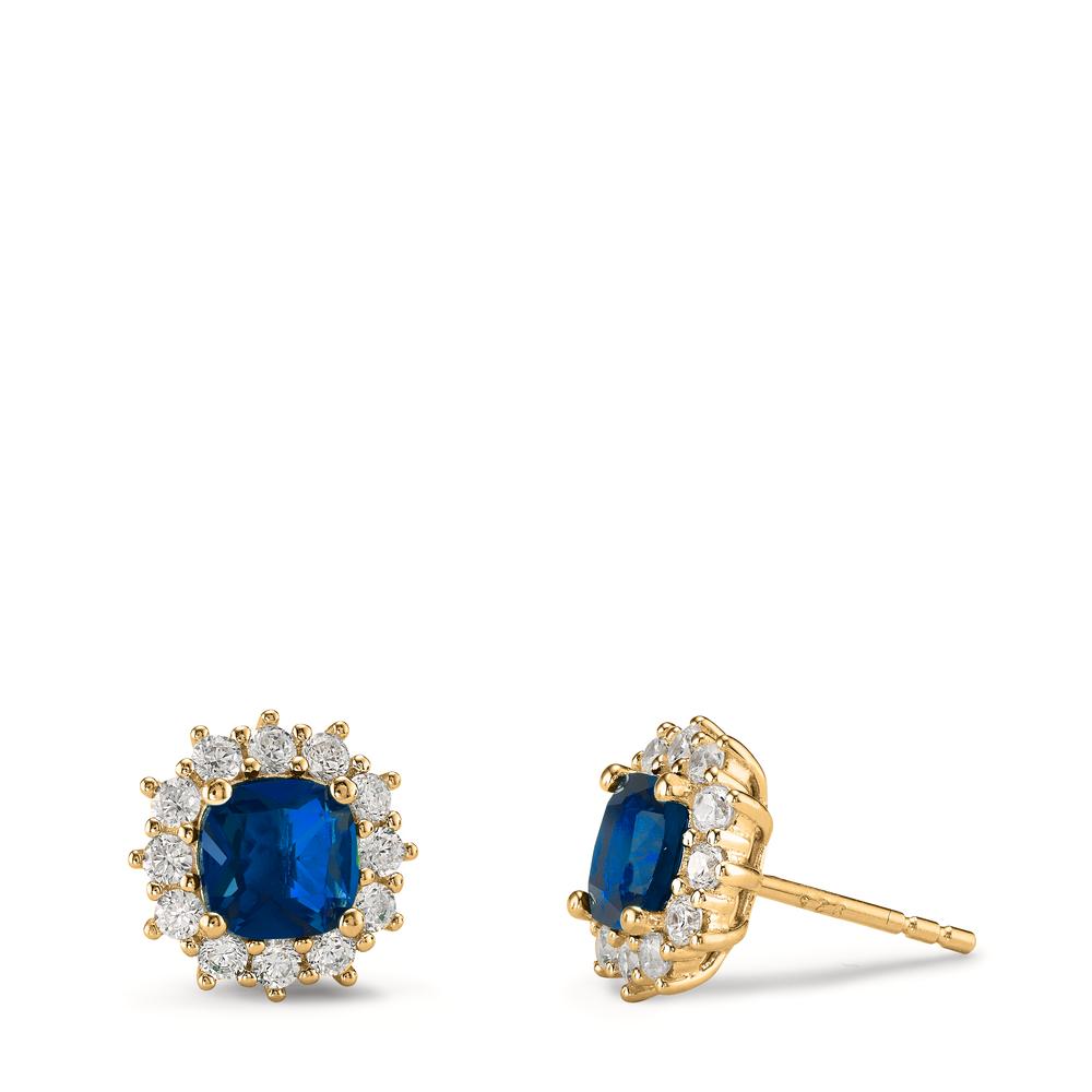 Clous d'oreilles Argent Zircone bleu jaune Plaqué or Ø10.5 mm-602893
