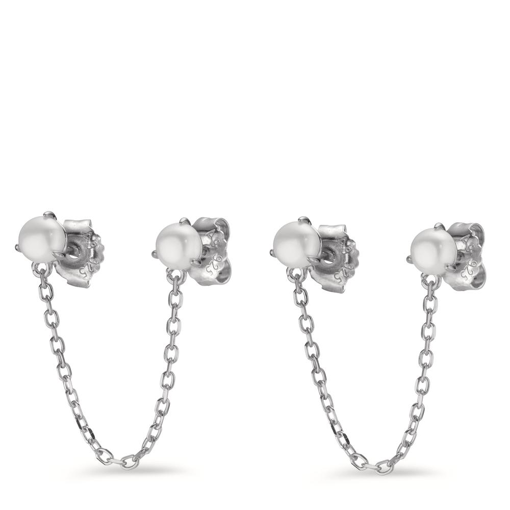Boucles d'oreilles Argent Rhodié perle d'eau douce blanc, 2 Perles, 5 mm-602897