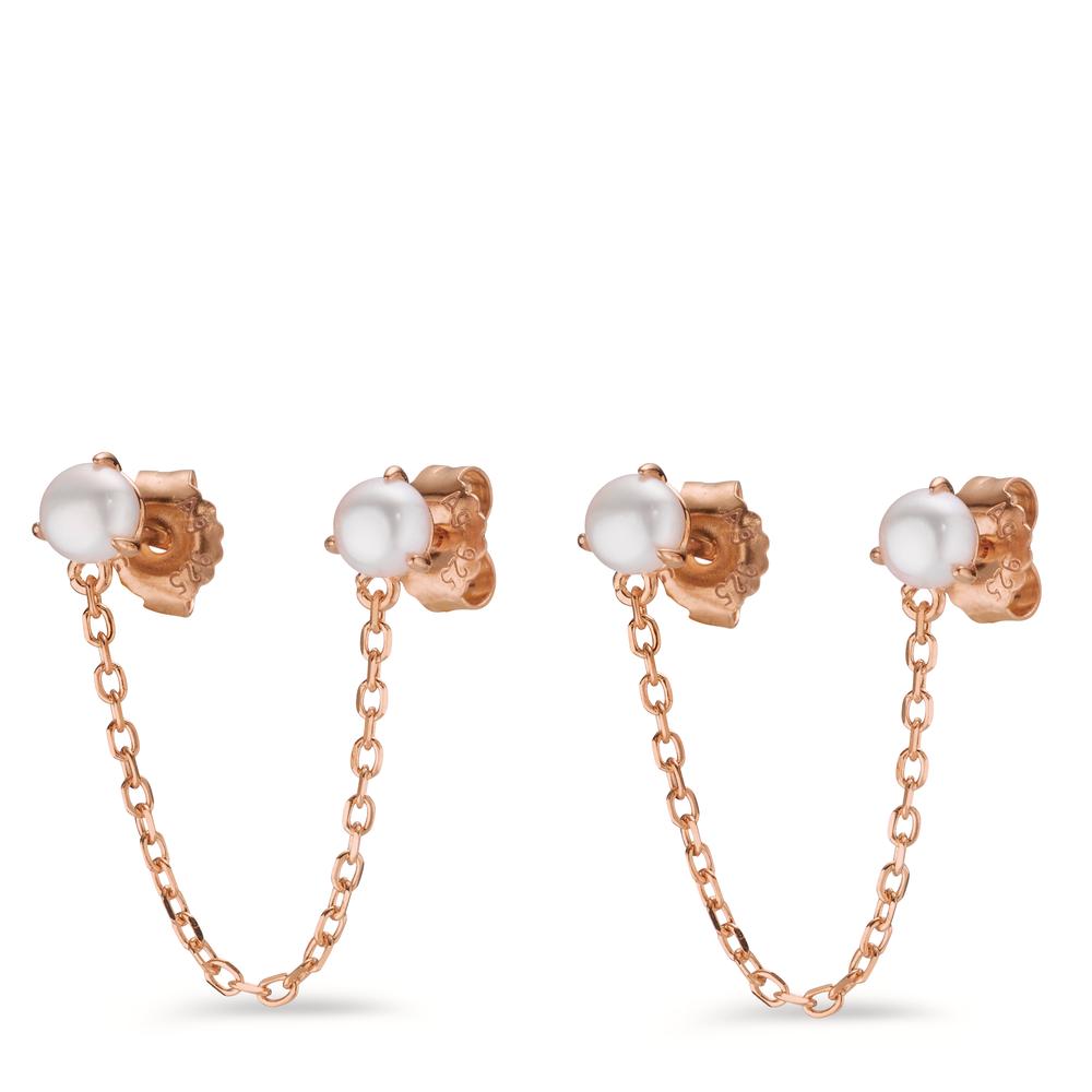 Boucles d'oreilles Argent rosé Plaqué or perle d'eau douce blanc, 2 Perles, 5 mm-602898