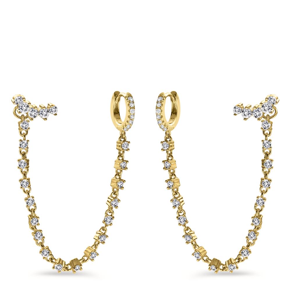 Boucles d'oreilles Argent Zircone blanc jaune Plaqué or-602902