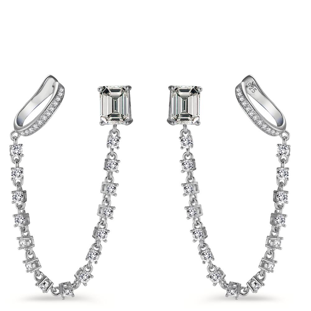 Boucles d'oreilles Argent Zircone blanc, 8 mm Rhodié Ø10 mm-602918
