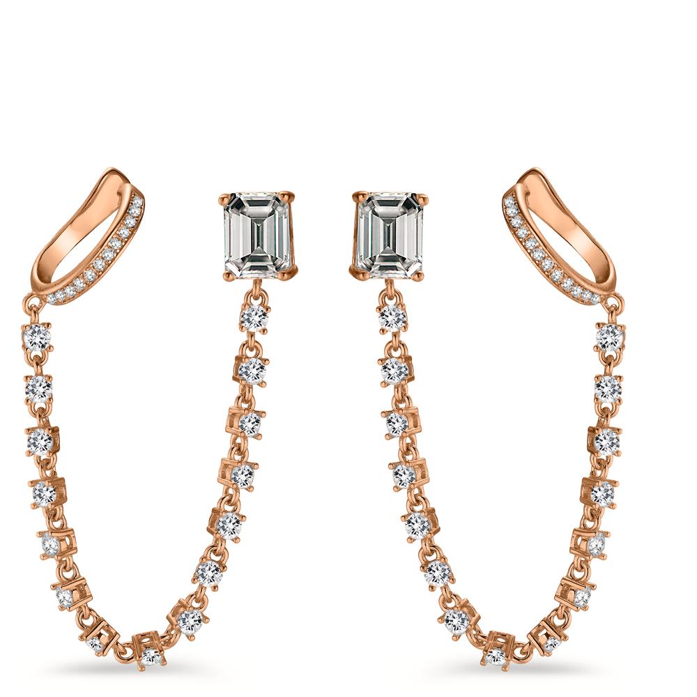 Boucles d'oreilles Argent Zircone blanc, 8 mm rosé Plaqué or Ø10 mm-602919