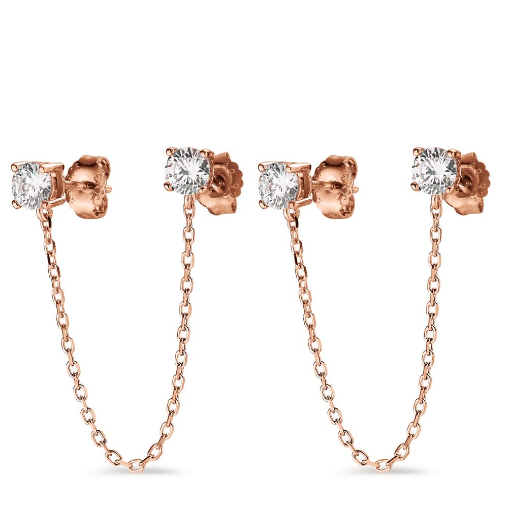 Clous d'oreilles Argent Zircone 2 Pierres rosé Plaqué or-602922