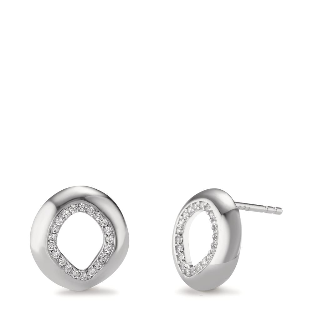 Clous d'oreilles Argent Zircone Rhodié Ø12 mm-602927