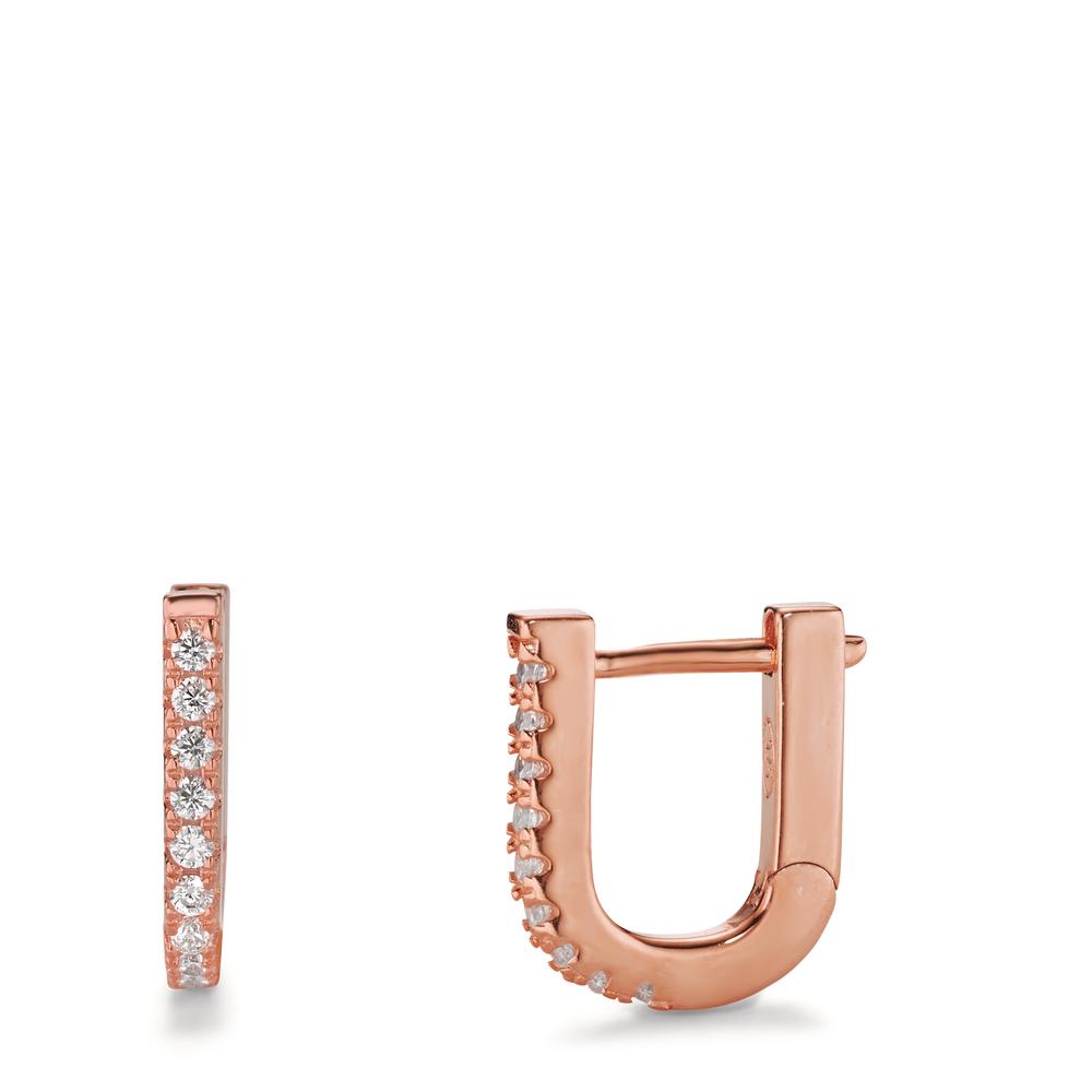 Créoles à charnières Argent Zircone 18 Pierres rosé Plaqué or-602943