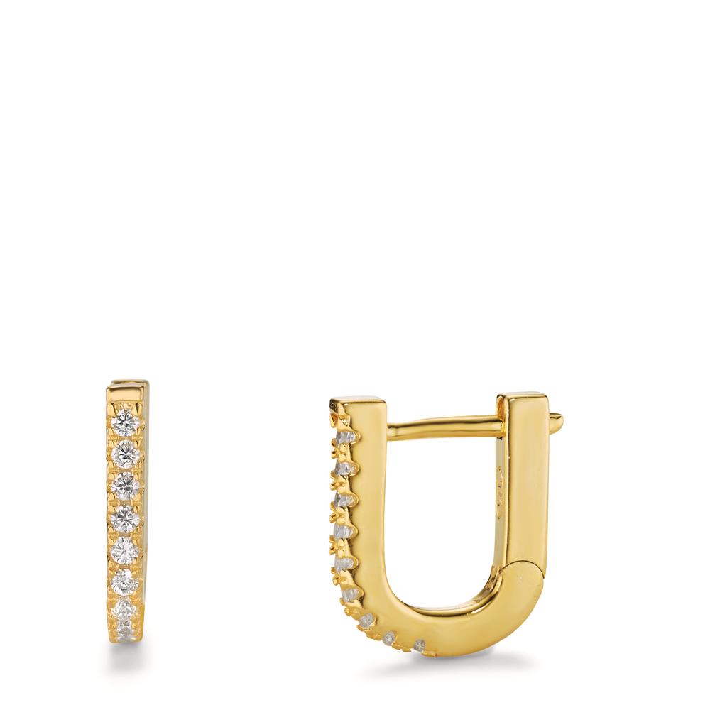 Créoles à charnières Argent Zircone 18 Pierres jaune Plaqué or-602944