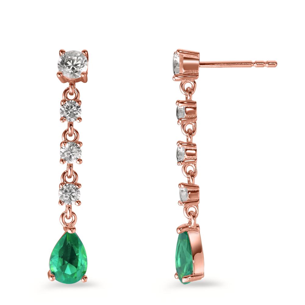 Pendant d'oreilles Argent Zircone vert, 10 Pierres rosé Plaqué or-602946