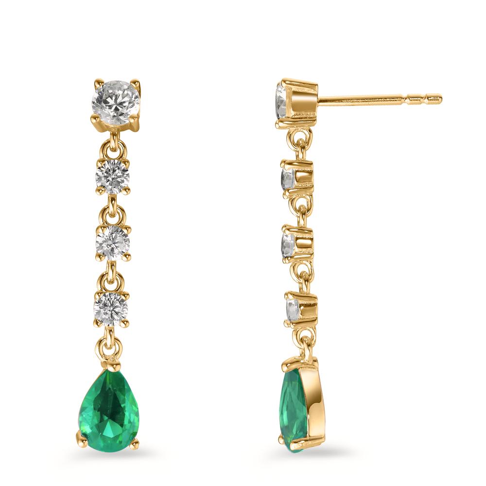 Pendant d'oreilles Argent Zircone vert, 10 Pierres jaune Plaqué or-602947