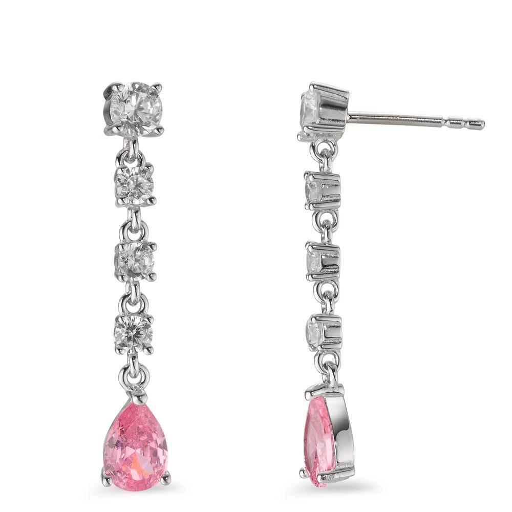 Pendant d'oreilles Argent Zircone rose, 10 Pierres Rhodié-602948
