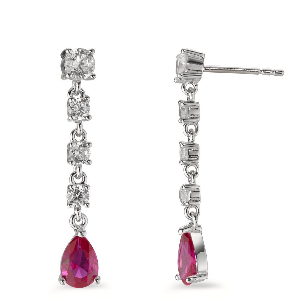 Pendant d'oreilles Argent Zircone rose, 10 Pierres Rhodié-602951