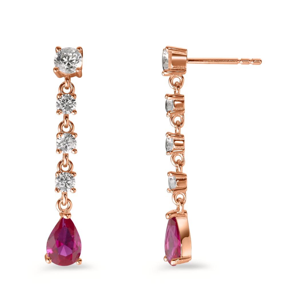 Pendant d'oreilles Argent Zircone rose, 10 Pierres rosé Plaqué or-602952