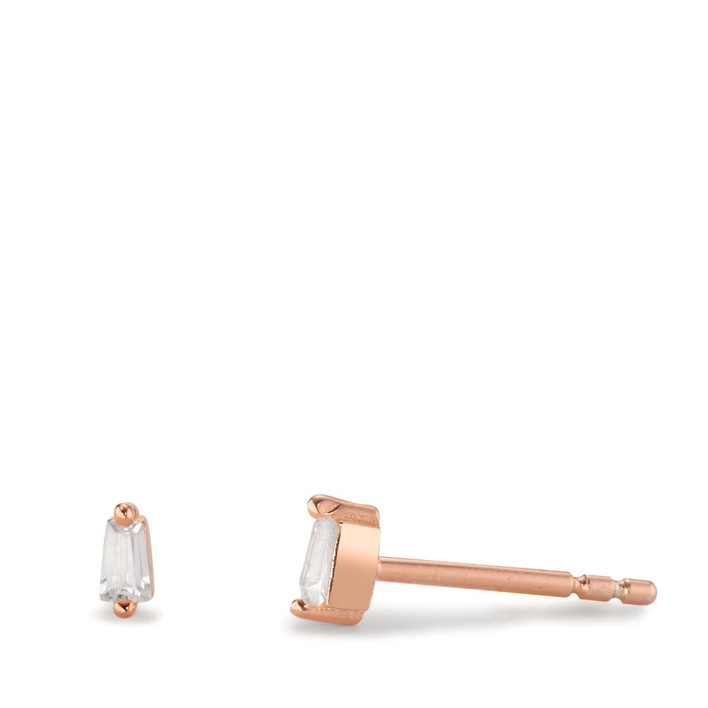 Clous d'oreilles Argent Zircone 2 Pierres rosé Plaqué or-602964