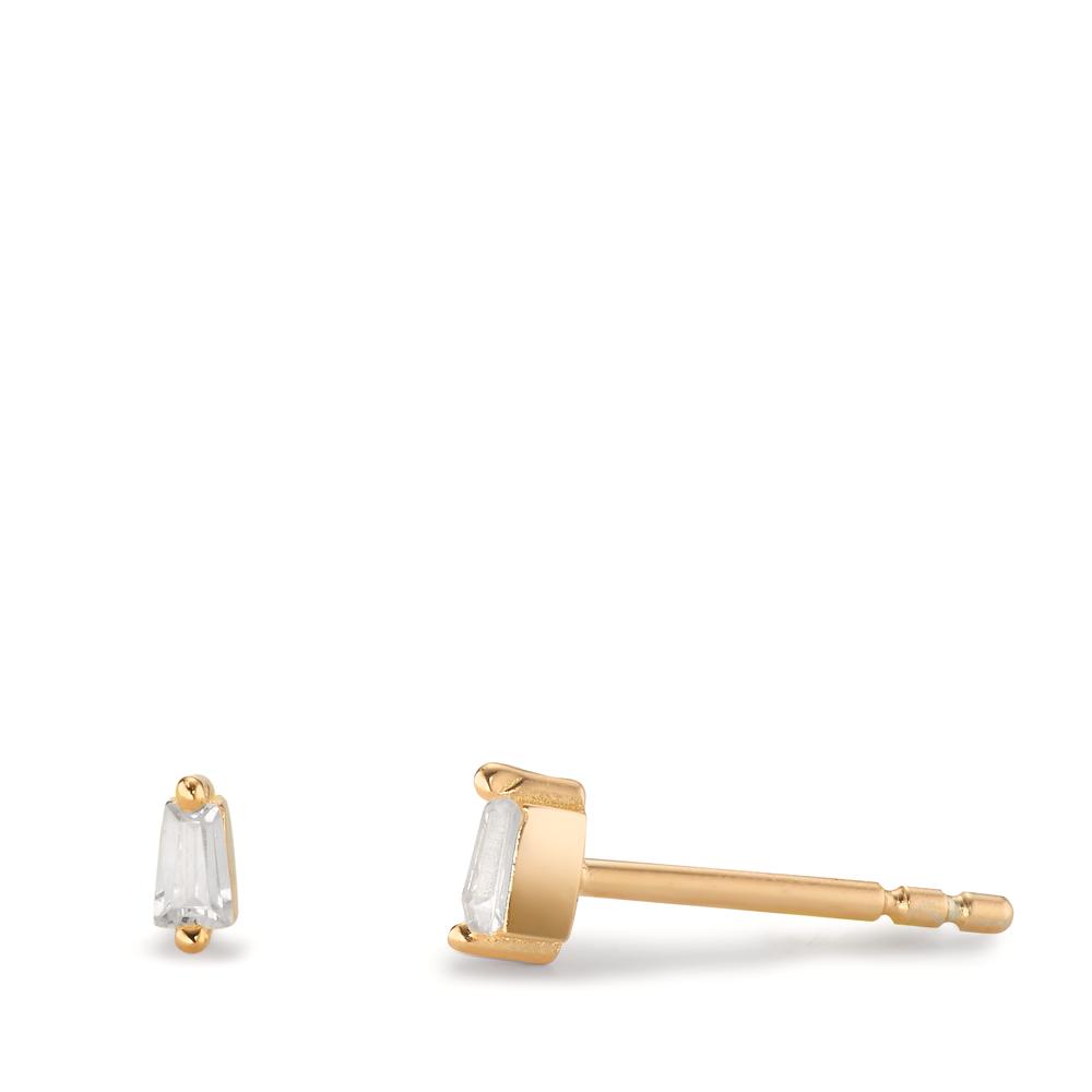 Clous d'oreilles Argent Zircone 2 Pierres jaune Plaqué or-602965