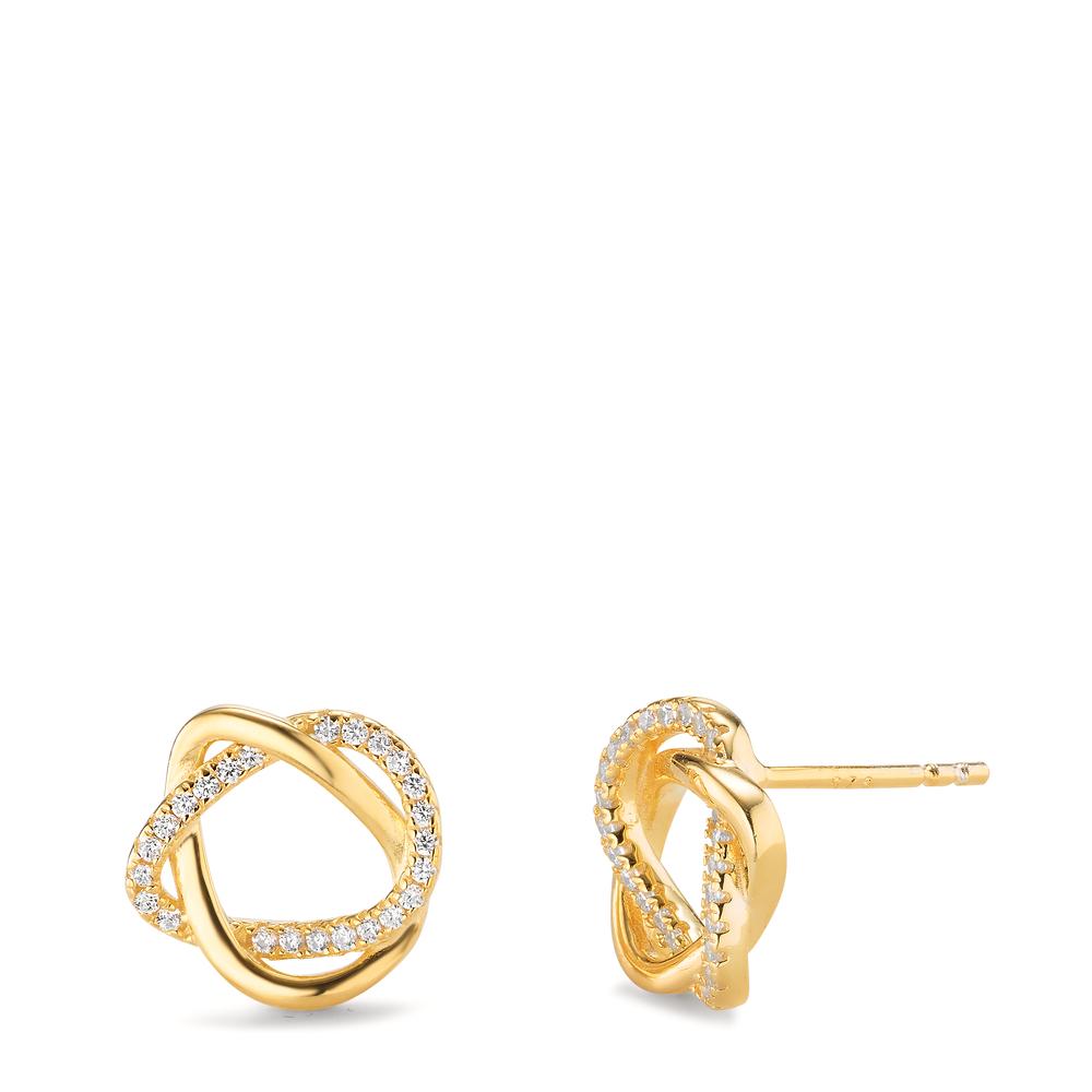 Clous d'oreilles Argent Zircone jaune Plaqué or Ø12 mm-602974