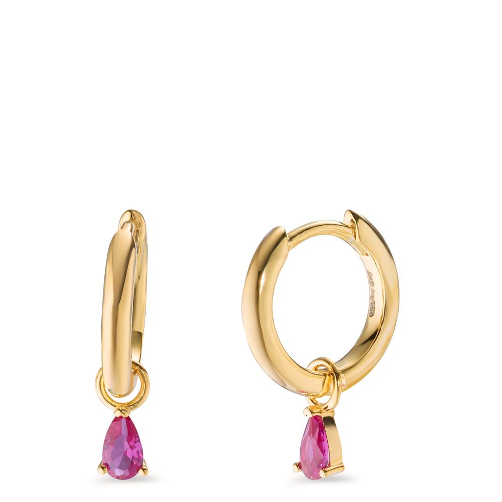 Créoles à charnières Argent Zircone violet, 2 Pierres jaune Plaqué or-602989