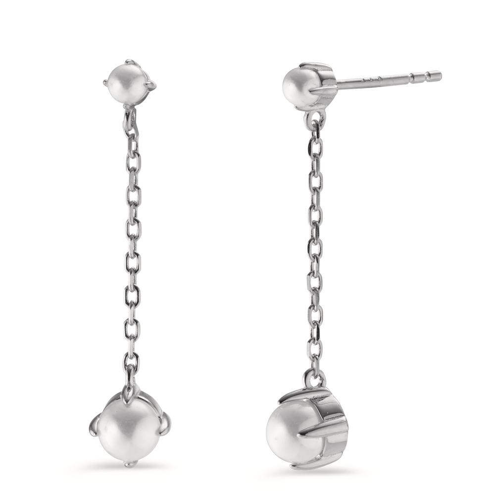 Pendant d'oreilles Argent Rhodié [shining Pearls] blanc, 4 Perles-602990