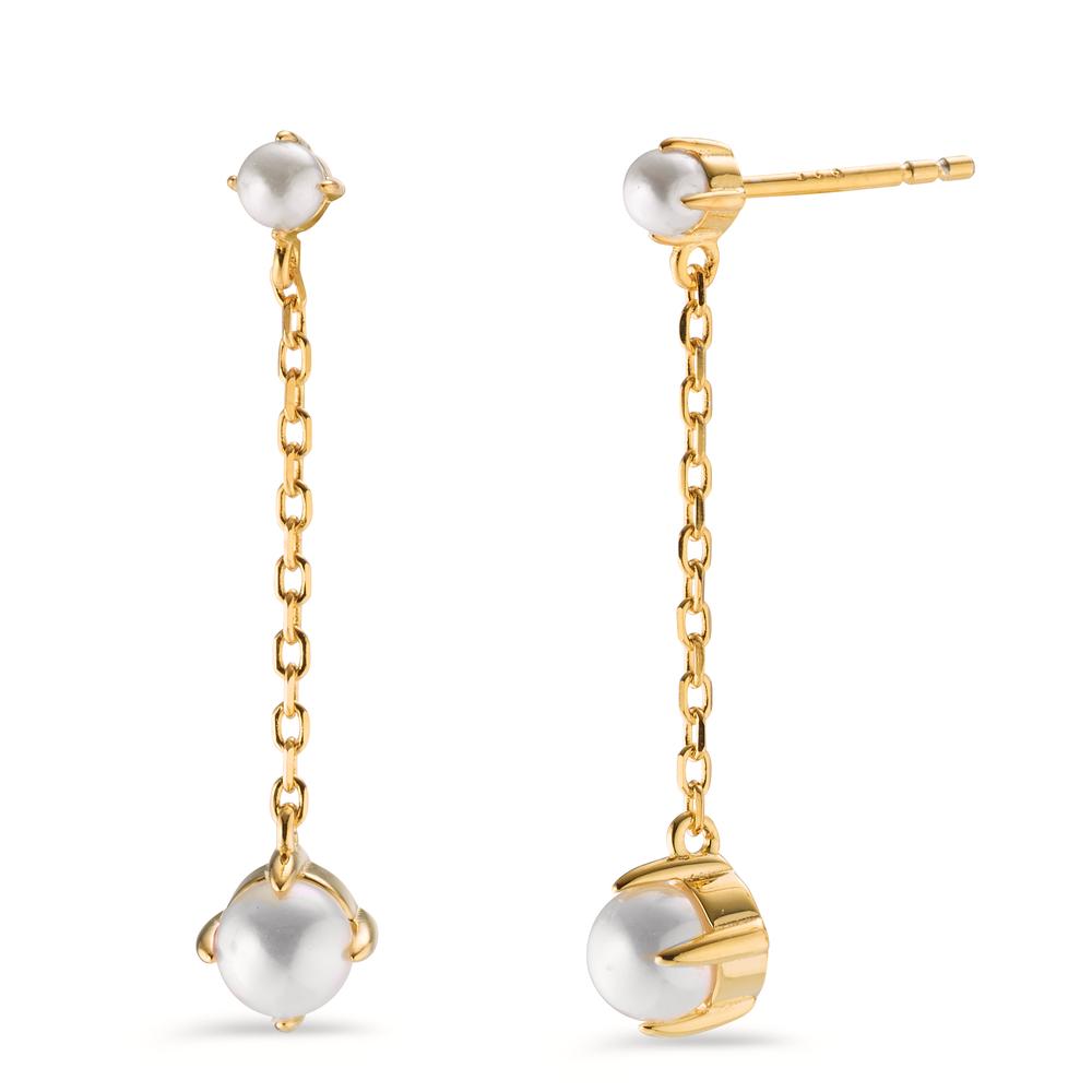 Pendant d'oreilles Argent jaune Plaqué or [shining Pearls] blanc, 4 Perles-602992