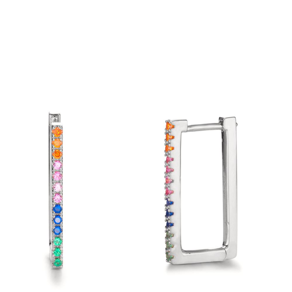 Créoles à charnières Argent Zircone arc-en-ciel, 26 Pierres Rhodié-602993