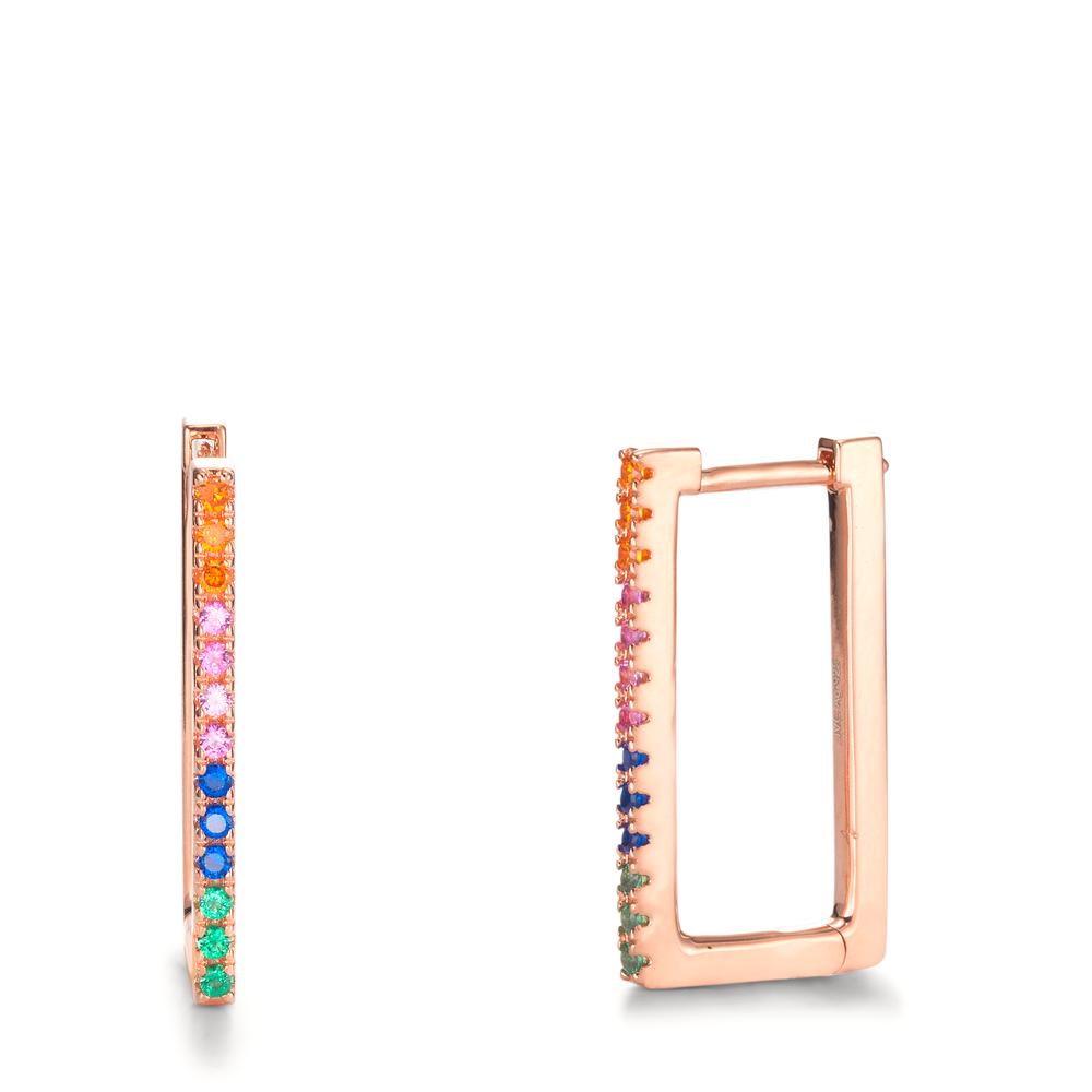 Créoles à charnières Argent Zircone arc-en-ciel, 26 Pierres rosé Plaqué or-602994