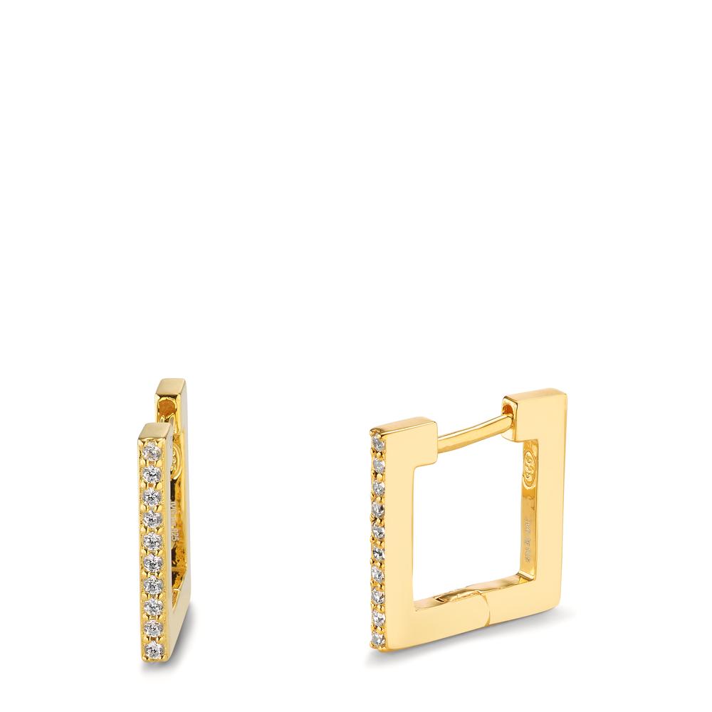 Créoles à charnières Argent Zircone 20 Pierres jaune Plaqué or-603001