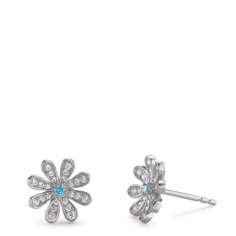 Clous d'oreilles Argent Zircone 50 Pierres Rhodié Fleur Ø10.5 mm-603005