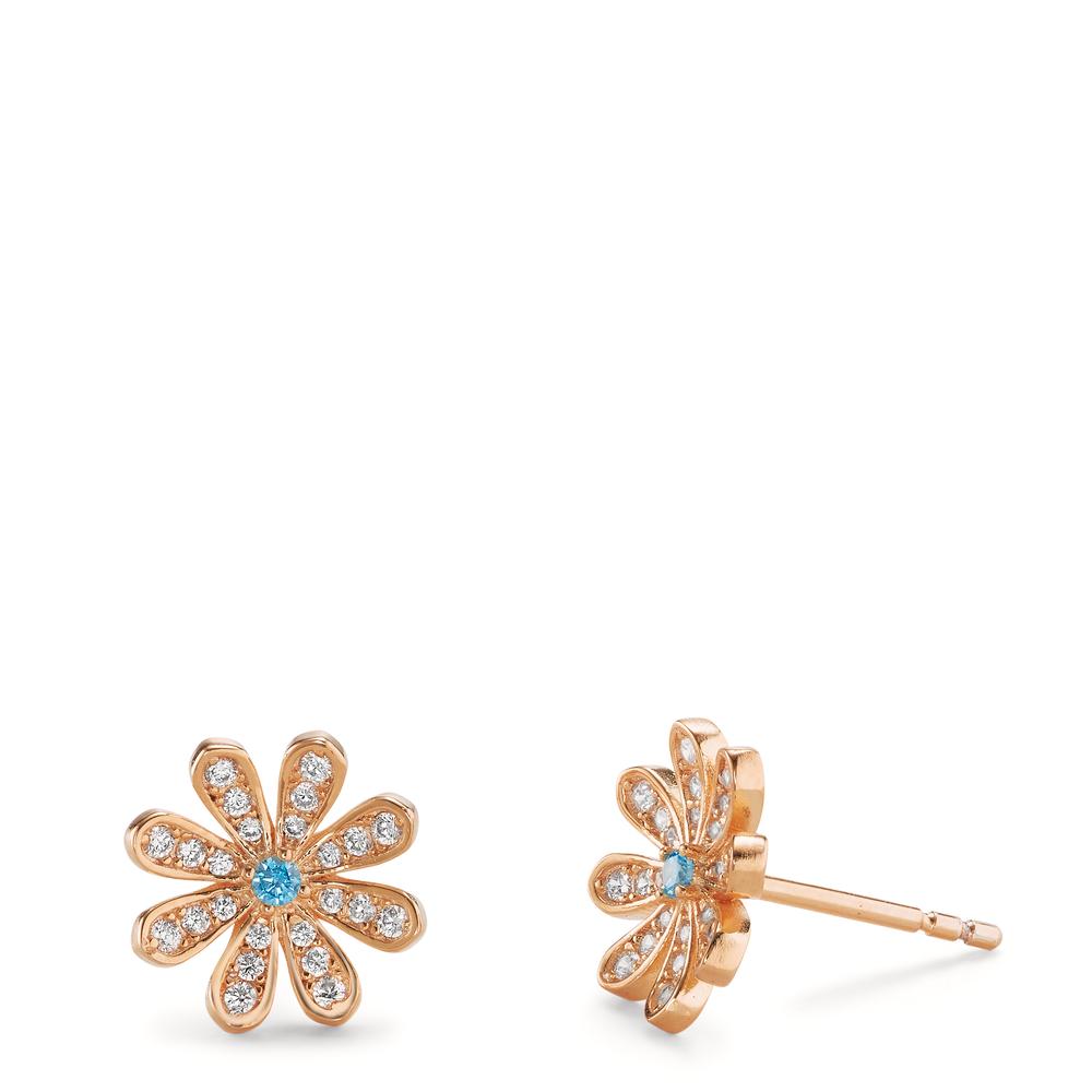 Clous d'oreilles Argent Zircone 50 Pierres rosé Plaqué or Fleur Ø10.5 mm-603006