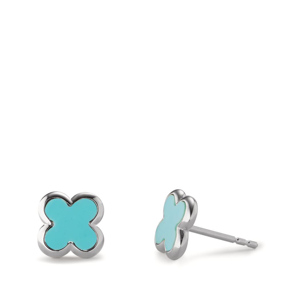 Clous d'oreilles Argent [synth. Stein] Rhodié Fleur Ø9 mm-603014