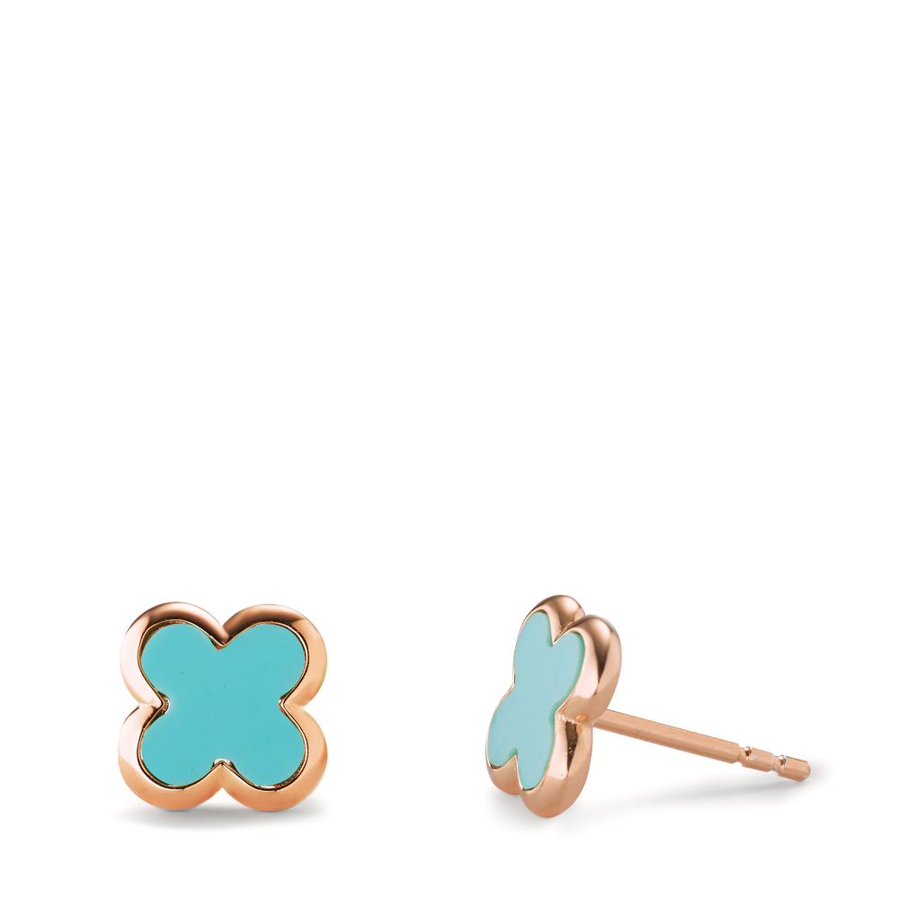 Clous d'oreilles Argent [synth. Stein] rosé Plaqué or Fleur Ø9 mm-603015