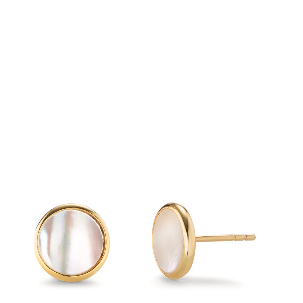 Clous d'oreilles Argent jaune Plaqué or nacre blanc Ø10 mm-603019