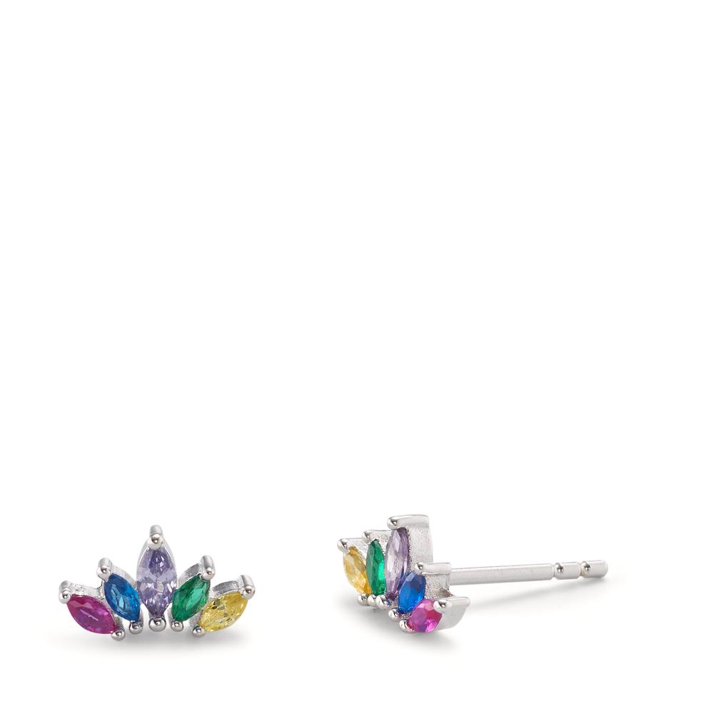 Clous d'oreilles Argent Zircone 10 Pierres Rhodié-603024