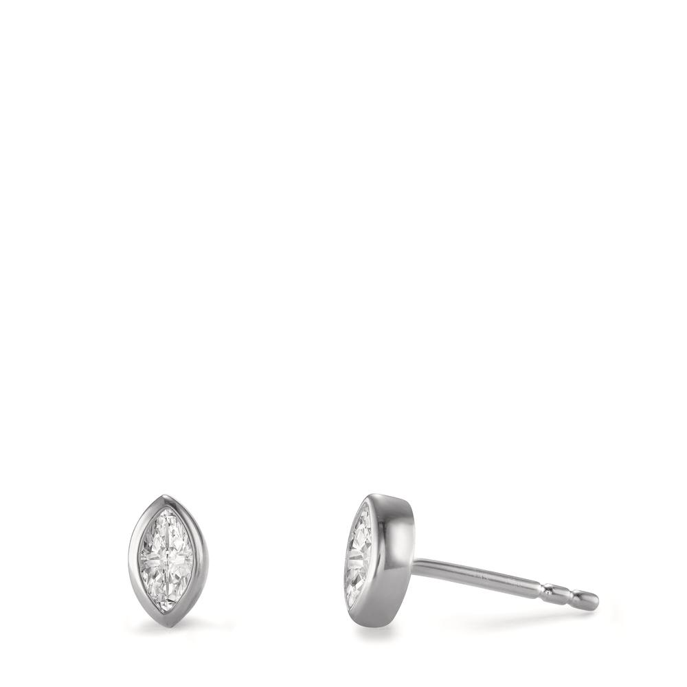 Clous d'oreilles Argent Zircone 2 Pierres Rhodié-603039