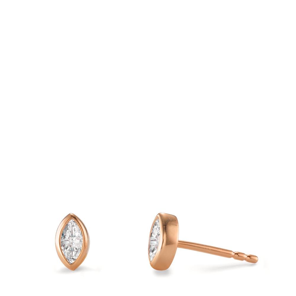 Clous d'oreilles Argent Zircone 2 Pierres rosé Plaqué or-603040