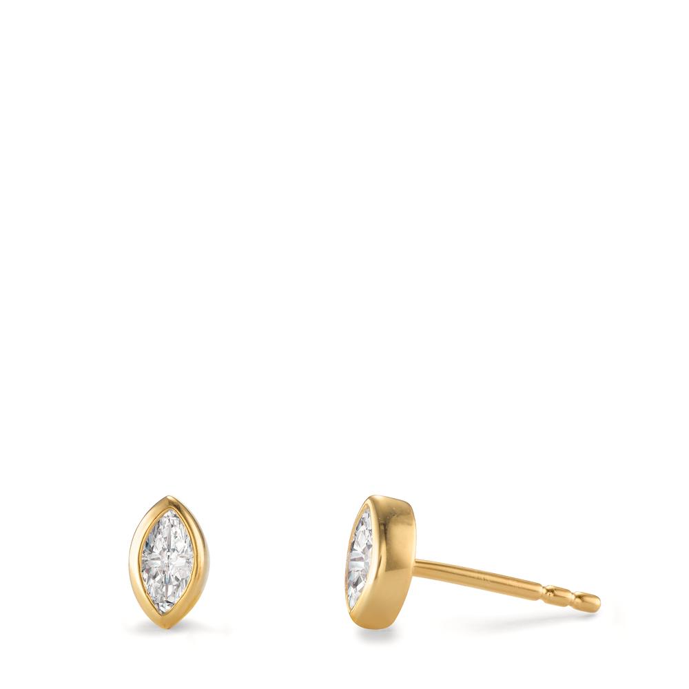 Clous d'oreilles Argent Zircone 2 Pierres jaune Plaqué or-603041