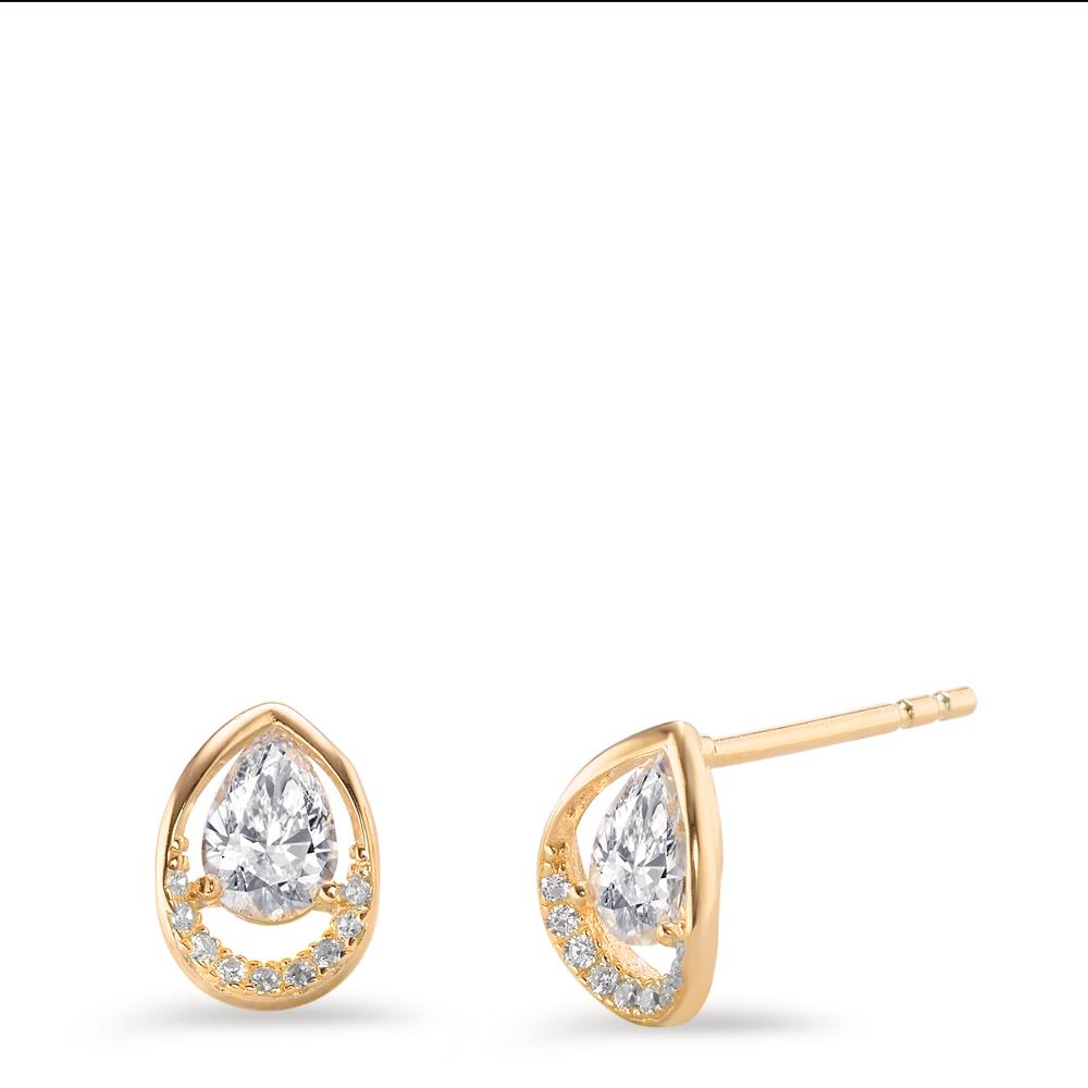 Clous d'oreilles Argent Zircone 20 Pierres jaune Plaqué or-603044
