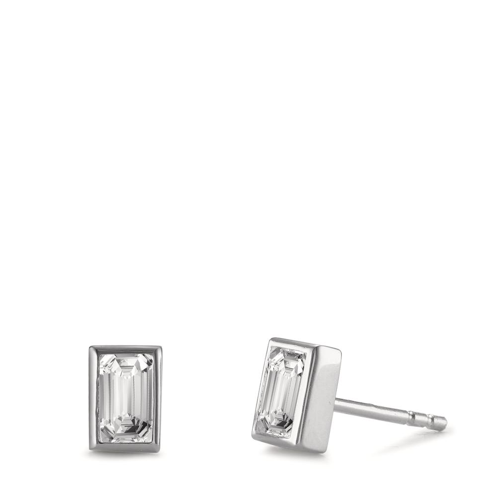 Clous d'oreilles Argent Zircone 2 Pierres Rhodié-603051