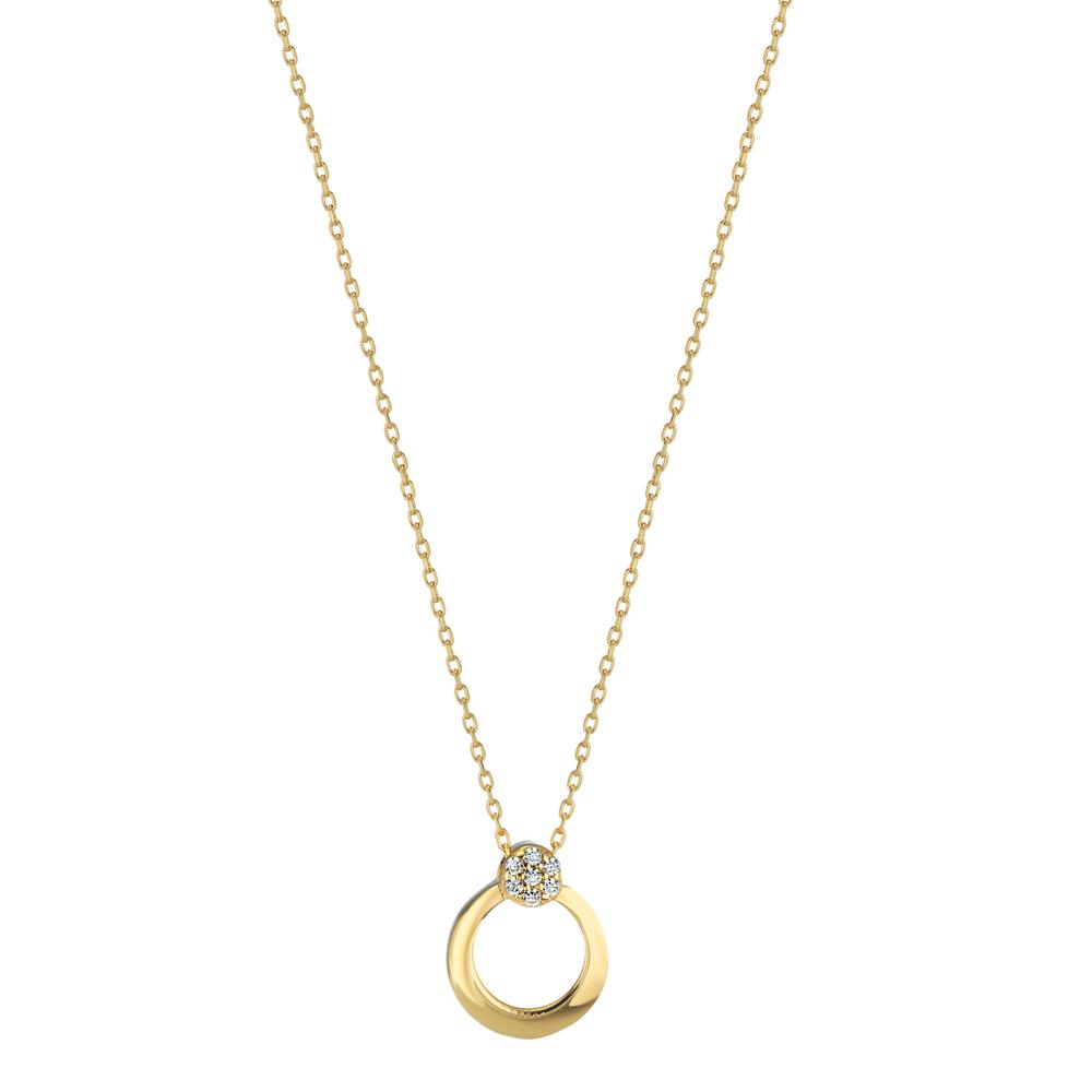 Collier Or jaune 14K Zircone 7 Pierres 42-45 cm Ø9 mm-603093