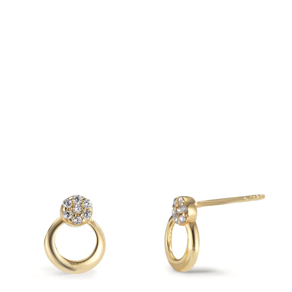 Clous d'oreilles Or jaune 14K Zircone 14 Pierres Ø6.5 mm-603094