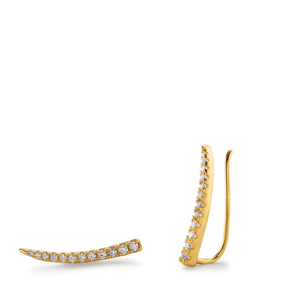 Boucle d'oreille glissante Argent Zircone 24 Pierres jaune Plaqué or-603124