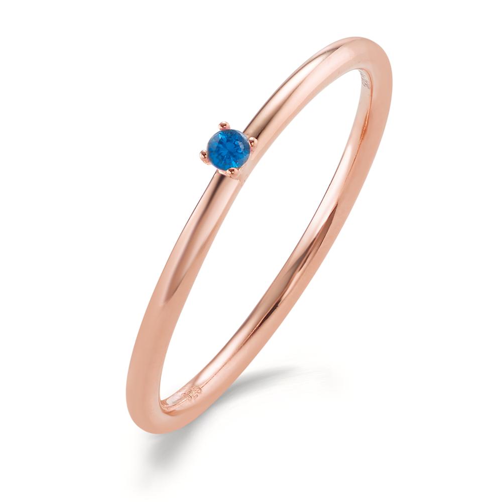 Bague à superposer Argent Zircone bleu, 2 mm rosé Plaqué or-603135