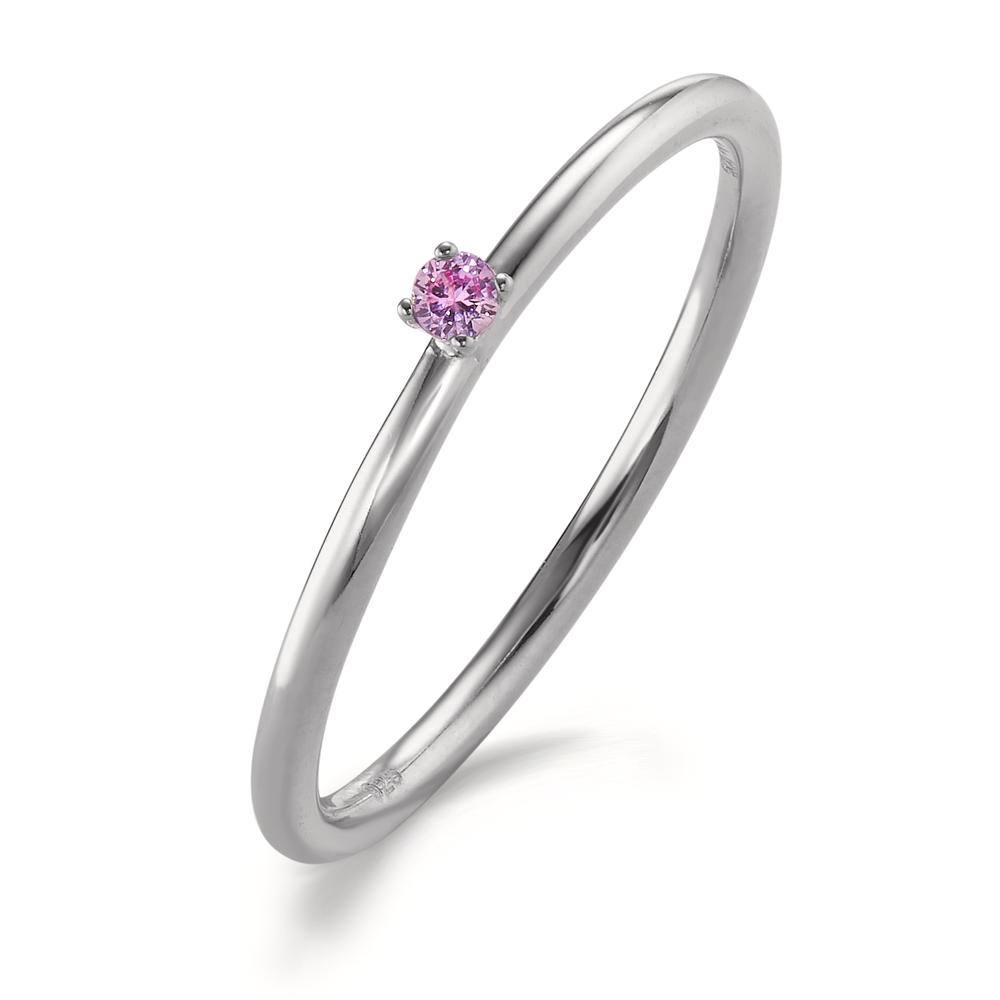 Bague à superposer Argent Zircone rose, 2 mm Rhodié-603137