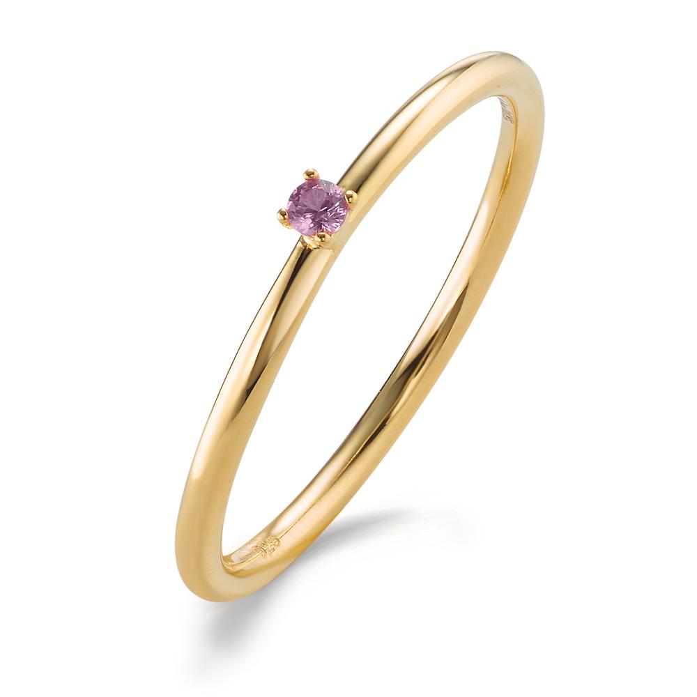 Bague à superposer Argent Zircone rose, 2 mm jaune Plaqué or-603139