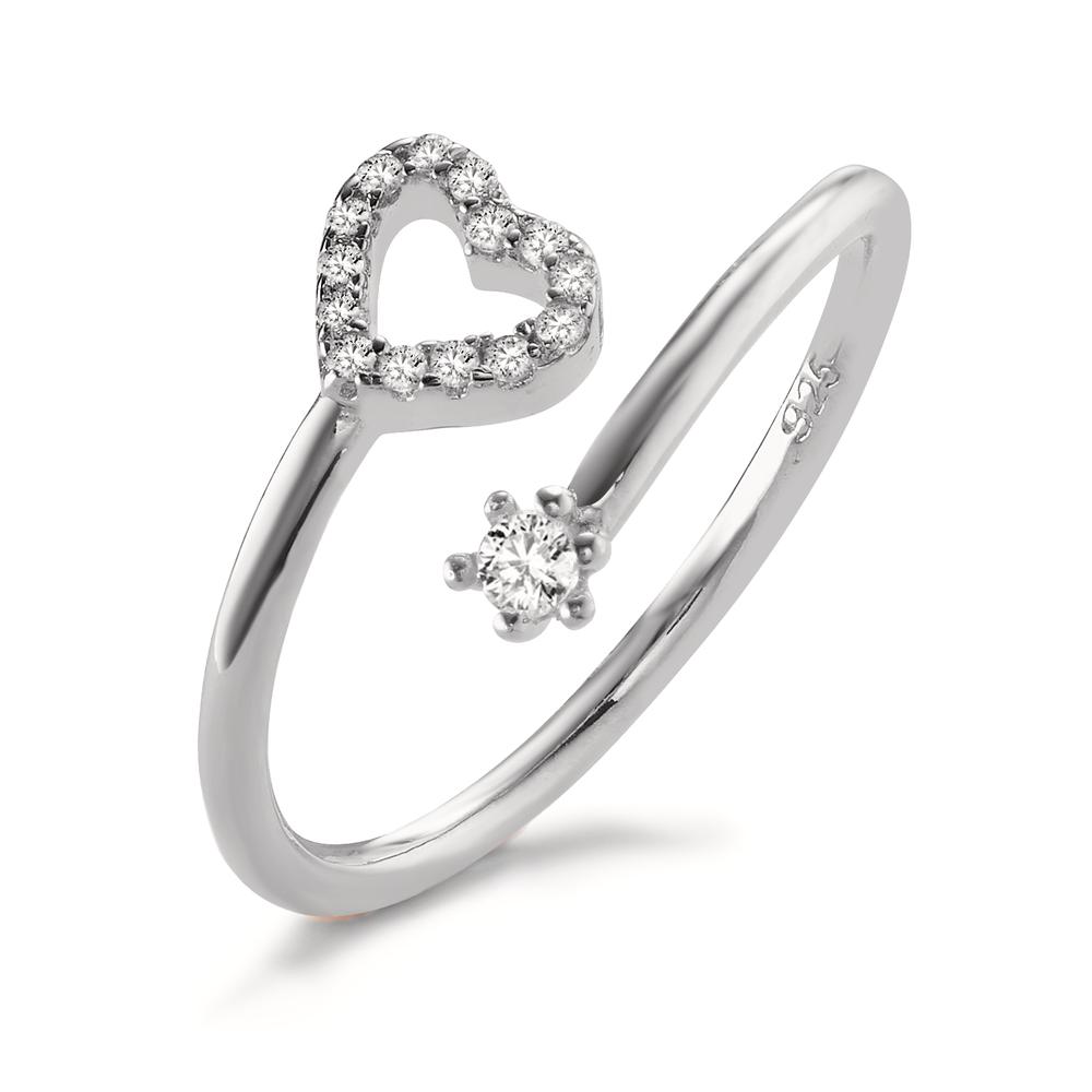 Bague Argent Zircone 15 Pierres Rhodié Coeur-603143