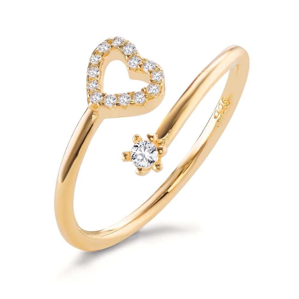 Bague Argent Zircone 15 Pierres jaune Plaqué or Coeur-603145