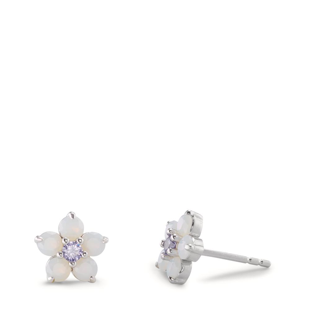 Ohrstecker Silber Zirkonia 12 Steine rhodiniert Blume Ø8.5 mm-603176