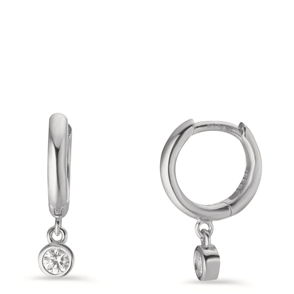 Créoles à charnières Argent Zircone 2 Pierres Rhodié-603187