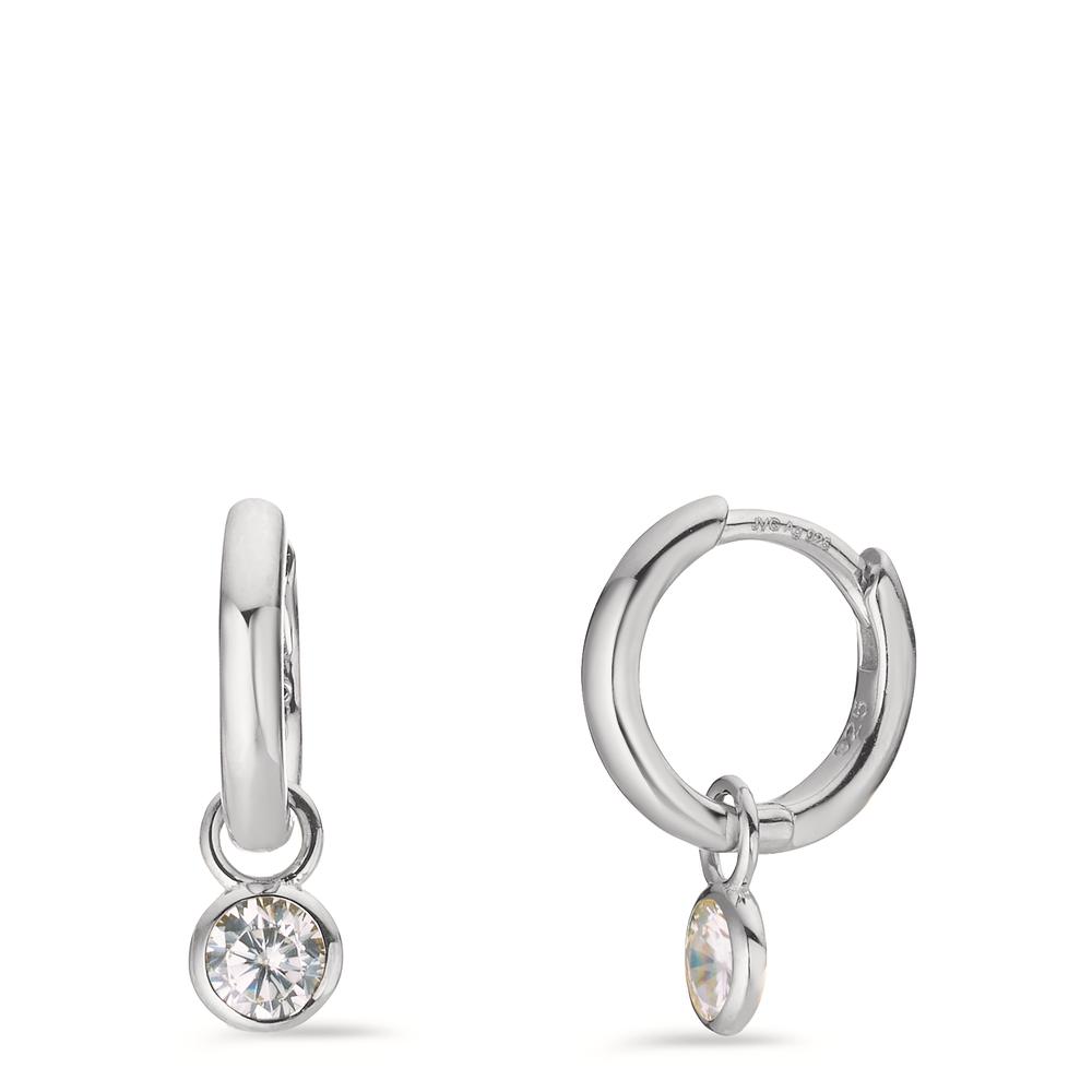 Créoles à charnières Argent Zircone 2 Pierres Rhodié-603188