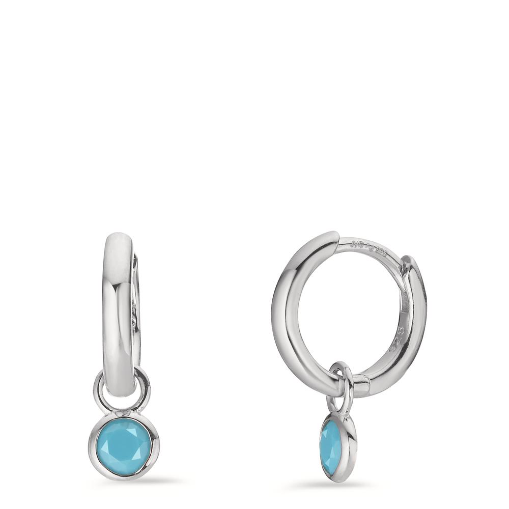 Créoles à charnières Argent [synth. Stein] turquoise, 2 Pierres Rhodié-603194